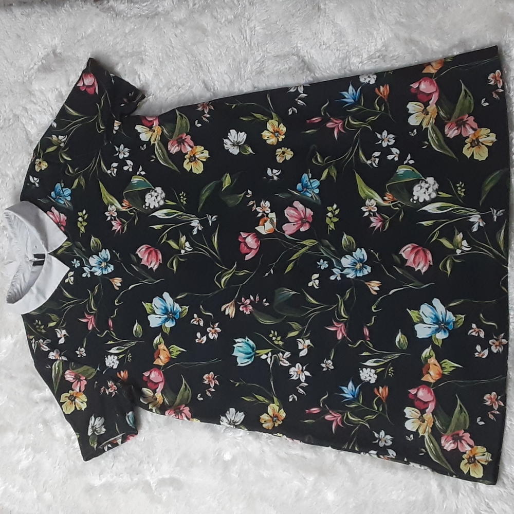 Zara Trafaluc Summer 2017 Shirt Mini Collared Floral Dress Large